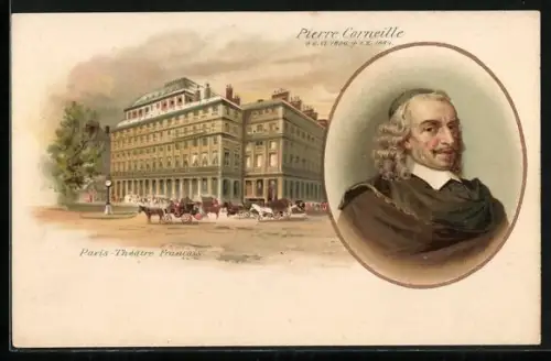 Lithographie Paris, Portrait Pierre Corneille, franz. Autor, Théâtre Francais
