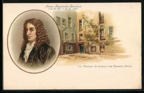Lithographie Jean Baptiste Racine, La Maison de l`auteur ru Visconti, Paris