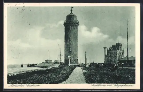 AK Cuxhaven, Leuchtturm und Telegraphenamt