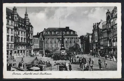 AK Bonn, Marktplatz mit Rathaus
