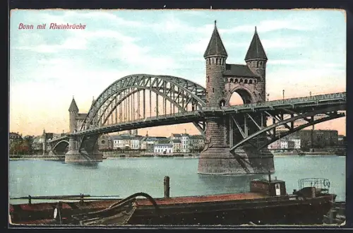 AK Bonn, Flusspartie mit Rheinbrücke