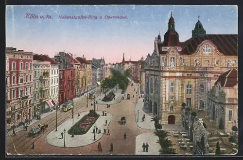 AK Köln-Neustadt, Hohenstaufen-Ring u. Opernhaus aus der Vogelschau