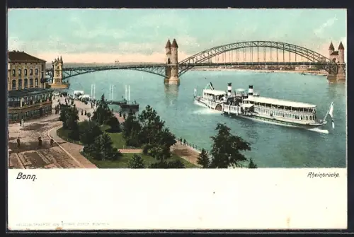 AK Bonn a. Rh., Dampfer vor der Rheinbrücke