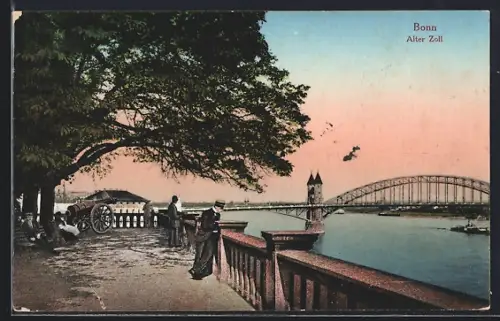 AK Bonn, Alter Zoll mit Blick zur Brücke