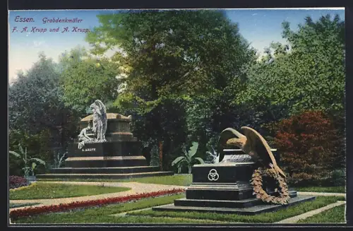 AK Essen, Grabdenkmäler von F. A. Krupp und A. Krupp