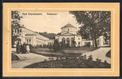 AK Bad Oeynhausen, Badehaus I mit Gartenanlage