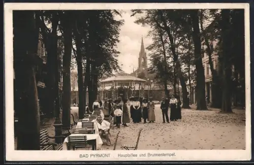 AK Bad Pyrmont, Hauptallee und Brunnentempel