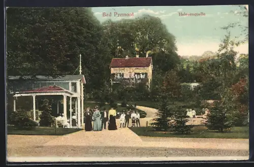 AK Bad Pyrmont, Helenenquelle mit Parkanlage