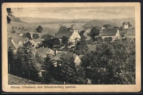 AK Altenau /Oberharz, Ortsansicht vom Schwarzenberg