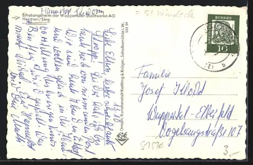 AK Herchen /Sieg, Erholungsheim der Wuppertaler Stadtwerke AG