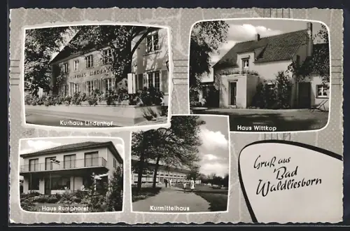 AK Bad Waldliesborn, Kurhaus Lindenhof, Kurmittelhaus mit Gartenanlage