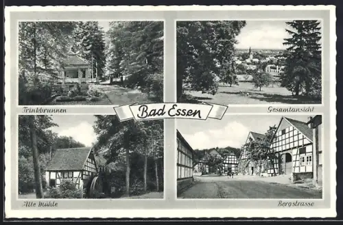 AK Bad Essen, Bergstrasse, Alte Mühle, Trinkbrunnen, Gesamtansicht