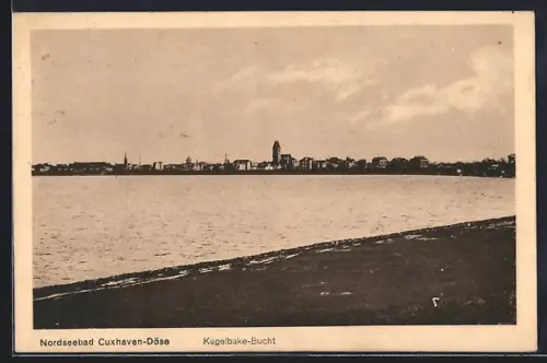 AK Cuxhaven-Döse, Kugelbake-Bucht mit Stadtpanorama