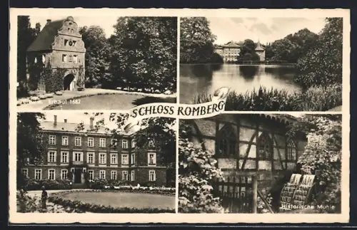 AK Romberg, Ansichten des Schlosses, historische Mühle