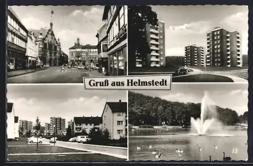 AK Helmstedt, Hochhäuser, Strassenpartien, Gewässerpartie