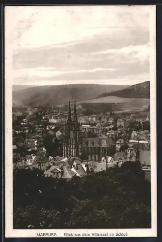 AK Marburg, Blick aus dem Rittersaal im Schloss