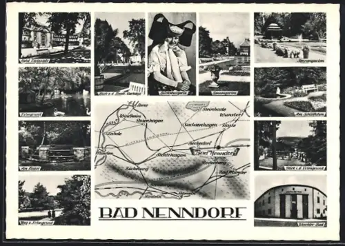 AK Bad Nenndorf, Blick a. d. Staatl. Kurhaus, Partien im Sonnengarten