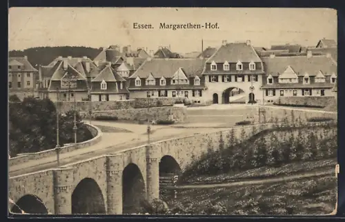 AK Essen / Ruhr, Brücke am Margarethen-Hof
