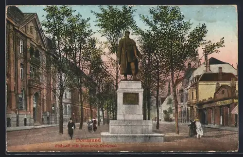 AK Dortmund, Südwall mit Bismarck-Denkmal