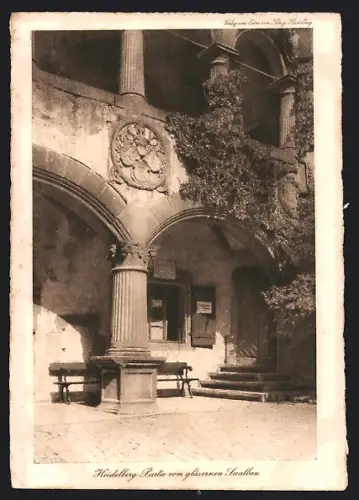 AK Heidelberg, Schlosshof, Partie vom gläsernen Saalbau