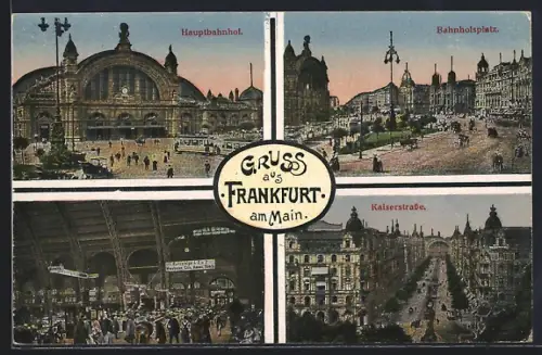 AK Frankfurt /Main, Hauptbahnhof, Kaiserstrasse, Bahnhofsplatz