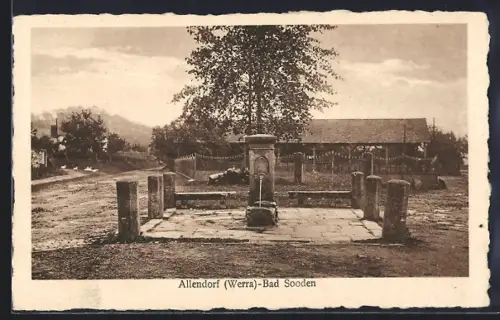 AK Bad Sooden-Allendorf, Zimmersbrunnen mit der alten Linde