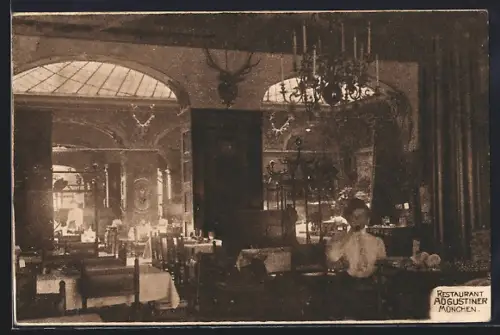 AK München, Restaurant Augustiner, Innenansicht