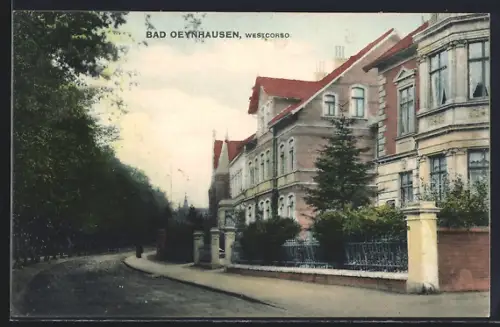 AK Bad Oeynhausen, Strasse Westcorso mit Bäumen
