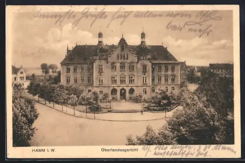 AK Hamm i. W., Oberlandesgericht mit Strassenpartie