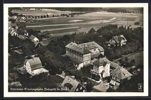 AK Hohegeiss /Harz, Eisenbahn-Erholungsheim, Fliegeraufnahme