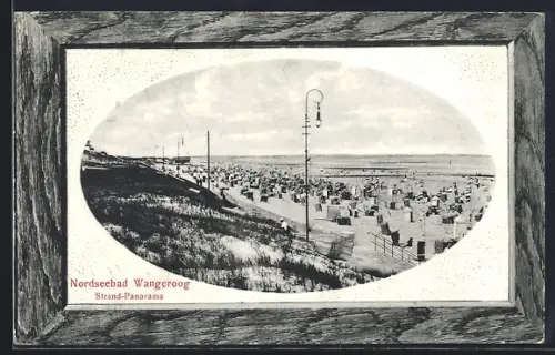 AK Wangeroog, Strand-Panorama mit Strandkörben