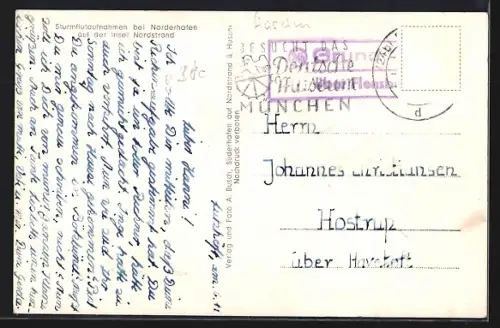 AK Nordstrand, Sturmflut 1936, Seedeich in schwerer Brandung, Höchststand der Flut, Wellen schlagen über den Deich