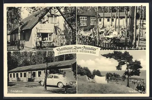AK Steinhuder Meer / Weisser Berg, Gasthaus Zum Paradies & Lebensmittelgeschäft, Gästehaus, Kaffeegarten