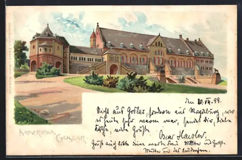 Lithographie Goslar, das Kaiserhaus