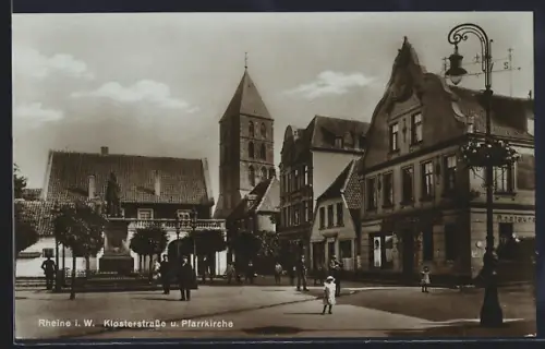 AK Rheine, Klosterstrasse & Pfarrkirche