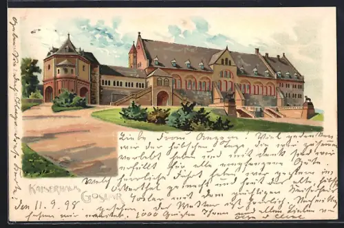 Lithographie Goslar, das Kaiserhaus