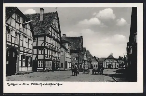 AK Holzminden, Alte Giebelhäuser und Möbelgeschäft Karl Kumlehn