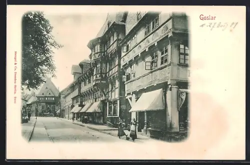 AK Goslar, Marktstrasse mit Gildehaus