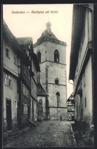 AK Neukirchen / Ziegenhain, Marktplatz mit Kirche