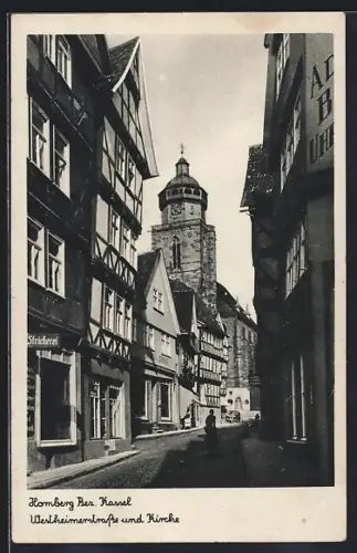 AK Homberg / Cassel, Westheimerstrasse und Kirche