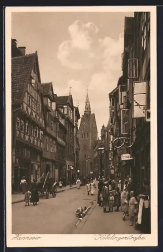 AK Hannover, Köbelingerstrasse mit Restaurant und Kirche