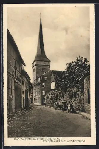 AK Duderstadt, Stadtmauer mit Westerturm