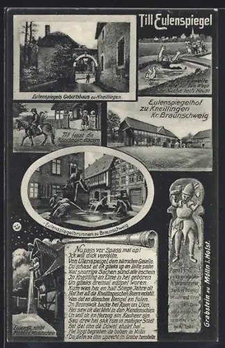 AK Kneitlingen /Braunschweig, Eulenspiegelhof, Eulenspiegels Geburtshaus, Eulenspiegelbrunnen