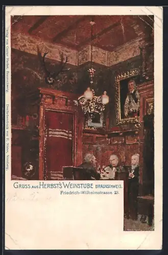 AK Braunschweig, Gasthaus Herbst`s Weinstube, Friedrich Wilhelm-Strasse 23, Innenansicht