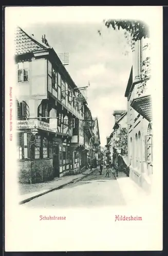 AK Hildesheim, Schuhstrasse mit Gasthof Wilhelm Schaper