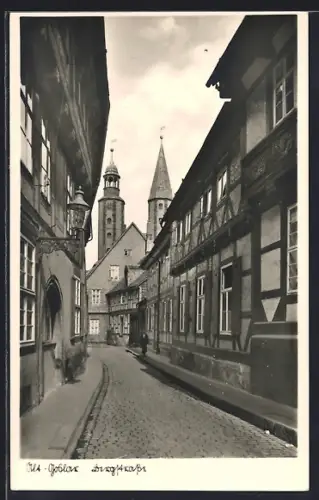 AK Goslar, Bergstrasse mit Blick auf die Kirche