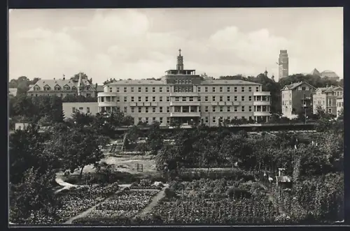 AK Darmstadt, Diakonissenhaus Elisabethstift Krankenhaus v. d. Gervinus-Strasse aus gesehen