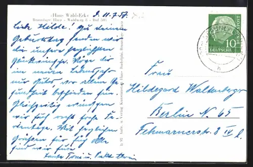 AK Braunlage /Harz, Gasthof Haus Wald-Eck, Waldweg 8