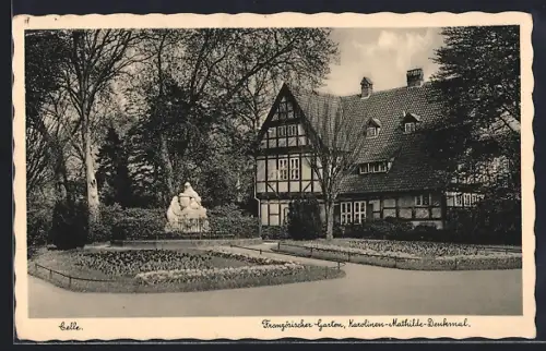 AK Celle, Französischer Garten, Karolinen-Mathilde-Denkmal