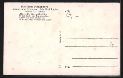 AK Finkenborn, Restaurant Forsthaus Finkenborn, Inh. Karl Lücke